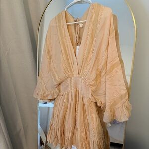 Surf Gypsy Peach Layered Ruffle Mini Dress